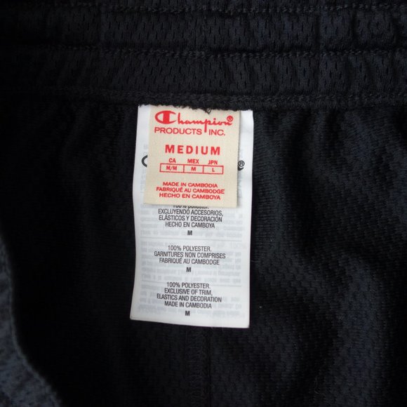 Champion 100% Polyester Made in Cambodia Black Shorts Size M - Picture 8 of 8